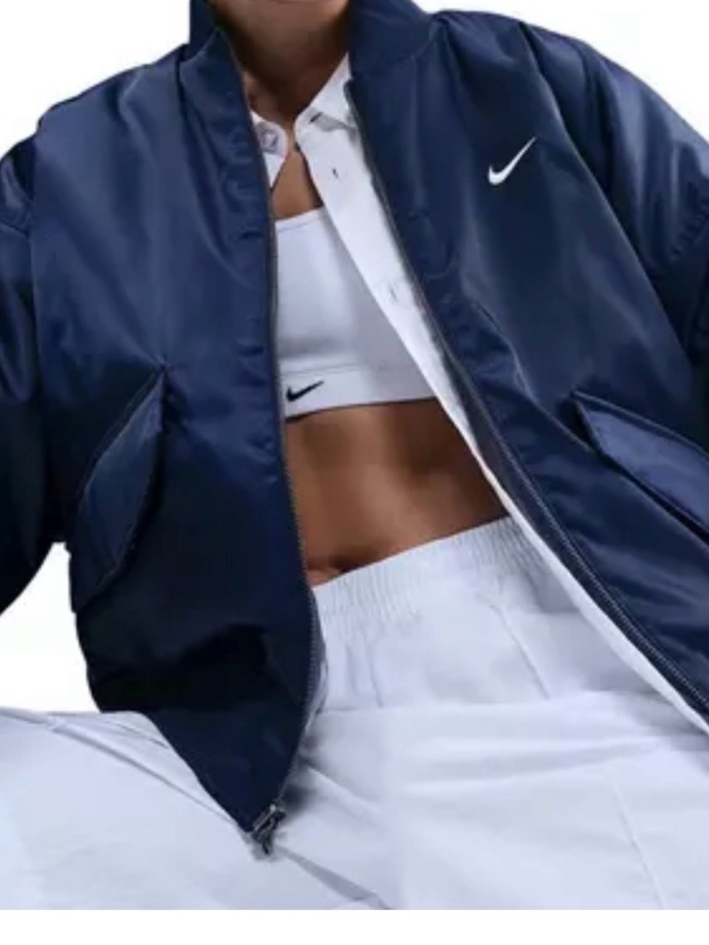 Nike Women's Navy Bomber Jacket with Swoosh